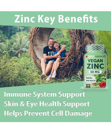 Yuve Natural Vegan Zinc Supplements 50mg - Immune Support & Acne Free Skin - Non-GMO Gluten & Sugar Free - 100 Vegetarian Tablets - Buy Online on GoSupps.com