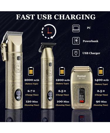 Buy Kemei Professional Hair Clippers & Beard Trimmer - 3 in 1 Electric Shaver Kit for Men | LCD Display | Perfect Gift Set - Buy Online on GoSupps.com