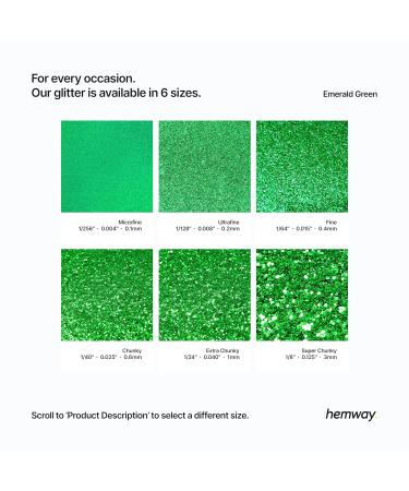 Hemway Extra Chunky Glitter 100g - Cosmetic Safe 1mm Emerald Green - Ideal for Crafting & DIY - Buy Online on GoSupps.com