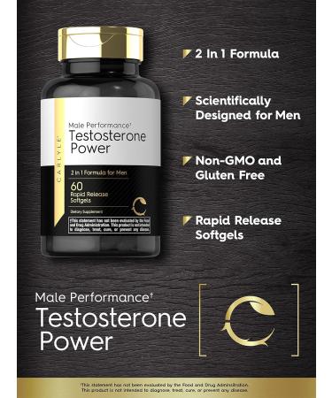 Carlyle Testosterone Power for Men | 60 Non-GMO Rapid Release Softgels | Gluten Free Supplement for Optimal Performance - Buy Online on GoSupps.com