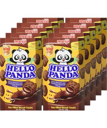 Meiji Hello Panda Chocolate Biscuits with Chocolate Flavour Filling 10 x 50g - Buy Online on GoSupps.com