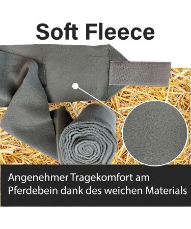 Fleece Horse Bandages - 4-Set with Velcro Fastener & Storage Bag for Mini Shetland Pony - Gray - Buy Online on GoSupps.com