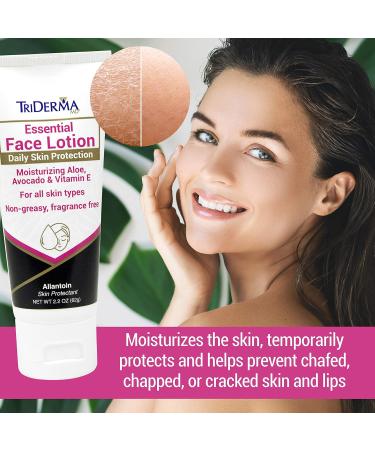 TriDerma Essential Face Lotion - Daily Skin Protection Soothes & Moisturizes - Travel Size 2.2 oz - Ideal for Skin & Lips - Buy Online on GoSupps.com