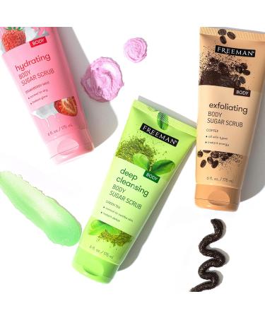 Freeman Sugar Body Scrub Set - Strawberry Milk, Green Tea & Coffee Scrubs | Hydrating Exfoliation for Deep-Cleansing Skincare | Removes Dirt, Oil & Impurities | Self-Tan Prep | 3 Count - Buy Online on GoSupps.com
