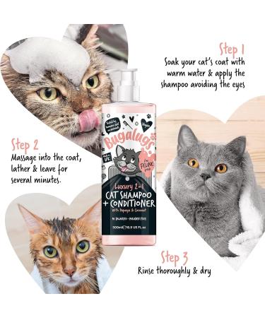 Bugalugs 2 in 1 Cat Shampoo & Conditioner. Cleansing nourishing and conditioning for all cat hair. Papaya & Coconut calming scent. For all cats and kittens. cat & kitten grooming (500ml Shampoo) - Buy Online on GoSupps.com