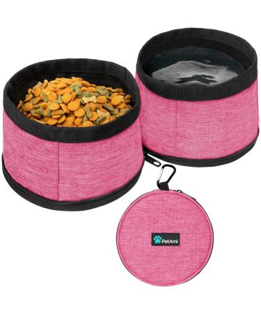 PetAmi Collapsible Dog Bowls, 2 Bowls, Travel Dog Bowls, Portable Water Bowl for Puppy Cat Pet, Foldable Doggy Food Bowl Traveling Hiking Camping Walking Outdoor Gear Accessories Pink