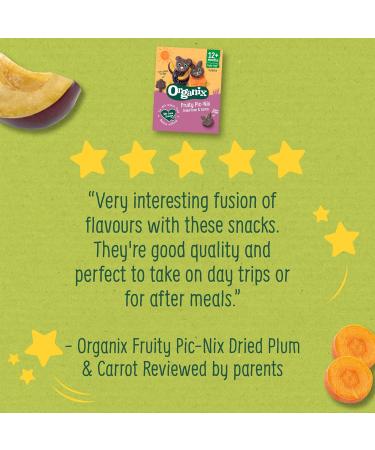 Organix Fruity Pic-Nix Dried Plum & Carrot Toddler Fruit Snack 12+ Months Multipack 4 x 17 g (Pack of 4) - Buy Online on GoSupps.com