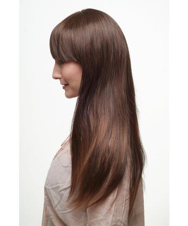 WIG ME UP 3421-2T33 | Brown Long Straight Hair Wig with Cheeky Bangs & Streaks - International Shipping Available - Buy Online on GoSupps.com