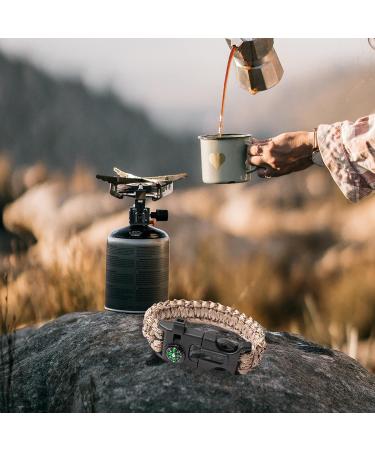 Ecomio Outdoor Survival Paracord Bracelet for Men - Multi-Functional with Flint Compass & Pipe - Perfect for Hiking Camping & Emergencies - Brown - Buy Online on GoSupps.com
