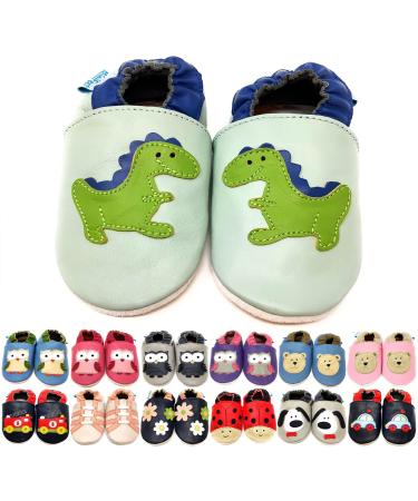 MiniFeet Premium Soft Leather Baby Shoes - BUY 4 PAIRS & GET 1 OF THEM FOR FREE ! - Toddler Shoes - 0-6 Months to 4-5 Years 3-4 Years Dinosaur