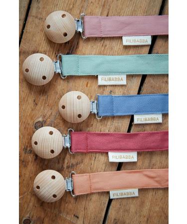 Filibabba Organic Cotton Pacifier Chain | 21 cm | Nickel-Free Clips | Danish Design for Boys & Girls | Tender Green - Buy Online on GoSupps.com