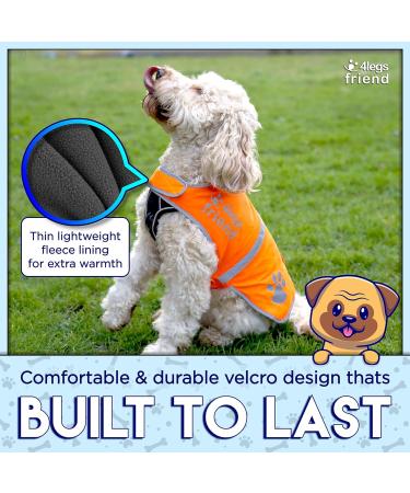 High Visibility Reflective Light Fleece Dog Coat - 5 Sizes Leash Hole Safe for Outdoor Activities - Orange - Buy Online on GoSupps.com