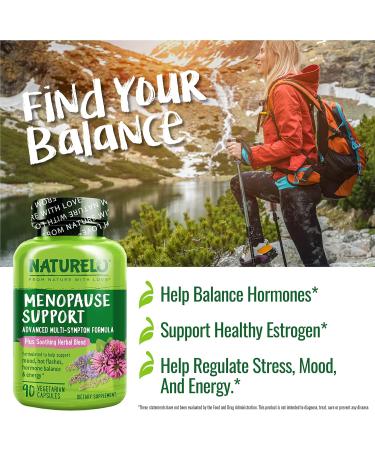 NATURELO Menopause Support - Advanced Multi-Symptom Formula with Herbal Blend - 90 Vegetarian Capsules - Buy Online on GoSupps.com