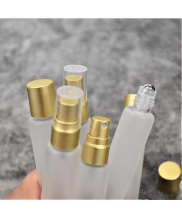 Frosted Clear 10ml Essential Oil Roller Bottle Set | Double-Ended Stainless Steel Roller Balls & Fine Mist Sprayer - 6 Pack for Essential Oils - Buy Online on GoSupps.com