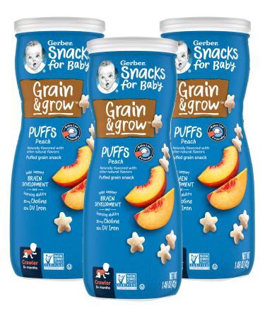 Gerber Puffs Cereal Snack 8+ Months Peach Crawler 1.48 oz (42 g)