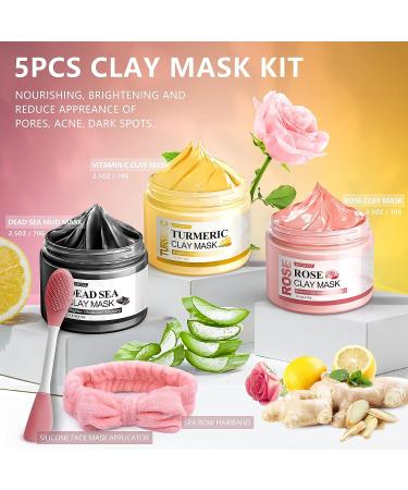 5-Piece Face Mask Set for Deep Pore Cleansing with Turmeric, Vitamin C, Dead Sea Mud, and Rose Clay Masks Ideal Skincare Gift for Women - Buy Online on GoSupps.com