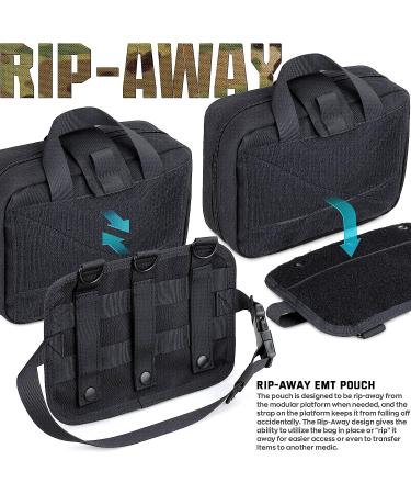 LIVANS Tactical Molle Medical Pouch | Large Capacity IFAK Pouch with Quick Release | Detachable EMT Pouch for First Aid | Headrest Mount & Flag/Cross Patch Included - Buy Online on GoSupps.com