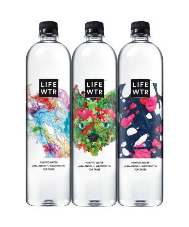 LIFEWTR, Premium Purified Water, pH Balanced with Electrolytes For Taste, 1 liter bottles (12 Pack) (Packaging May Vary) Original Version