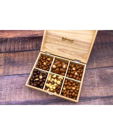 Balmond Premium Chocolate Nuts Gift Box - 600g Assorted Nuts in Beautiful Wooden Box Almonds Brazil nuts Dark Chocolate Hand Picked Vegetarian Halal Birthday Christmas Ramadan - Buy Online on GoSupps.com