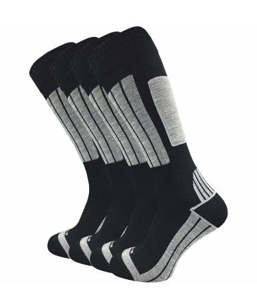 GAWILO men's ski socks with padding (4-pack) 20% warming wool 43-46 black