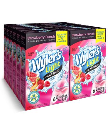Wyler's Light Singles to Go Caffeinated Drink Mix - Strawberry Punch Powder Sticks (12 Boxes with 6 Packets Each - 72 Total Servings) Strawberry Punch 6 Count (Pack of 12)