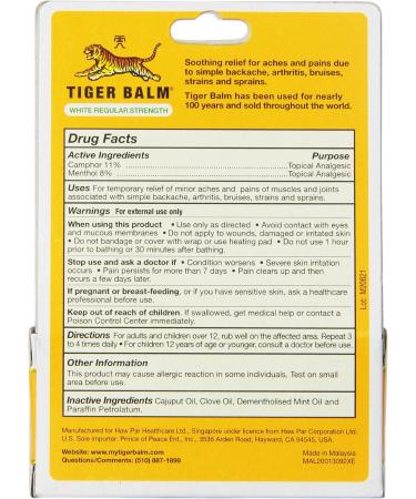 Tiger Balm Pain Relieving Ointment - Regular Strength 0.63 oz (18 g) | Fast International Shipping - Buy Online on GoSupps.com