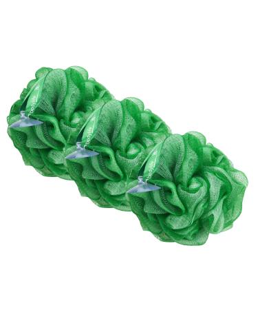 Bodylife Body Buffer Puff Exfoliating Bath & Shower Body Pouf Scrunchie Body Scrubber Green & White 55g Triple Pack