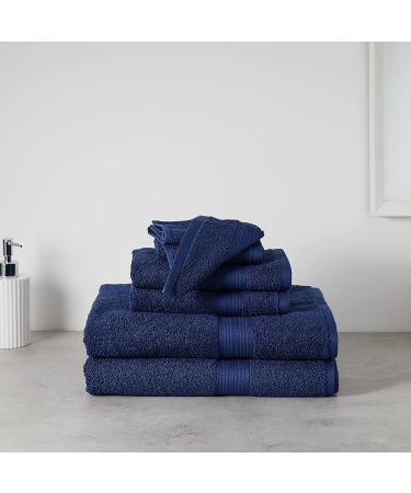 Amazon Basics 6-Piece Fade Resistant Cotton Towel Set - Navy Blue - Buy Online on GoSupps.com