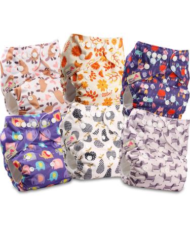 Littles and Bloomz Baby Reusable Pocket Nappy Cloth Diaper Standard Popper 6 Nappies FLP2-0602