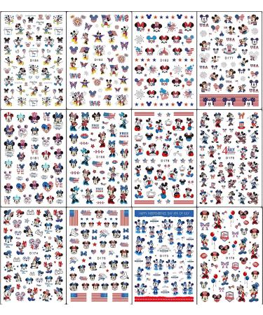 12Pcs 4th of July Nail Art Stickers - American Flag Designs Self-Adhesive Decals for Women and Kids - Buy Online on GoSupps.com