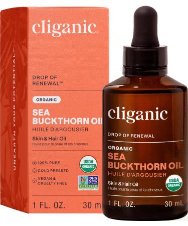 Cliganic Organic Sea Buckthorn Oil 100% Pure - for Skin & Face Cold Pressed