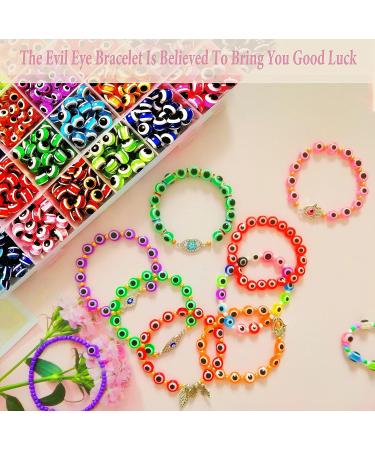 3209pcs Evil Eye Beads Jewelry Making Kit - 28 Styles, 8mm Flat Round Charms, 3mm Glass Seed Beads - DIY Bracelet Necklace Earring Making - 28 Colors - Buy Online on GoSupps.com