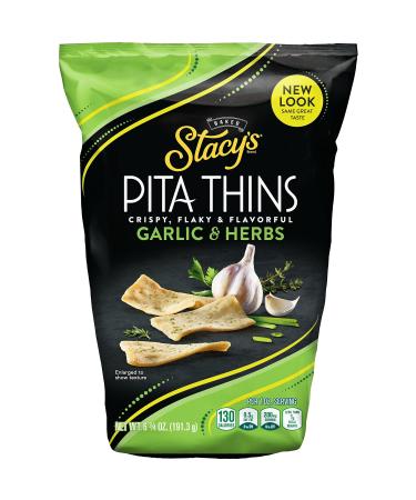Stacy's Garlic & Herb Flavored Pita Thins, 6.7 Ounce (Pack of 8)