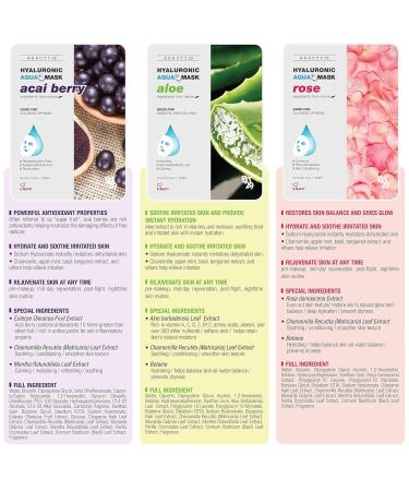 Hyaluronic Aqua Plus Essence Full Face Sheet Mask Combo - 36 Jumbo Value Pack for Hydration - Buy Online on GoSupps.com