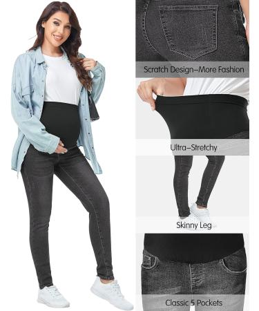 PACBREEZE Women's Maternity Jeans Over The Belly High Waist Denim Skinny Pants - Wash Black XXL - Buy Online on GoSupps.com