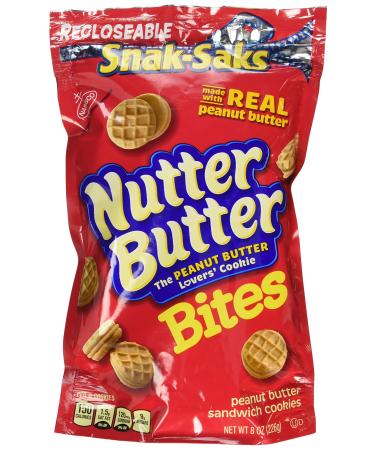 Nabisco, Mini Nutter Butter, Bite Size Snak-Saks, 8oz Bag (Pack of 3)
