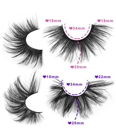 Goddvenus 20MM Faux Mink Eyelashes Pack - 24 Pairs Long Thick Fluffy 3D Volume Dramatic Strip Eye Lashes - High Volume, 2 Styles - Buy Online on GoSupps.com
