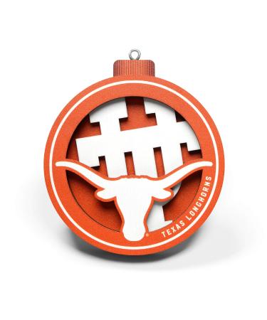 YouTheFan NCAA Texas Longhorns 3D Logo Series Ornament Team Colors
