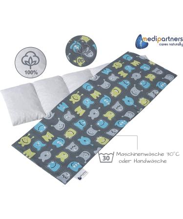 Medi Partners Kirschkernkissen 60x20cm - Eco-Friendly 100% Cotton Heat & Cold Therapy Pillow | 5 Chambers Grain Pillow for Pain Relief | Removable Cover - Buy Online on GoSupps.com