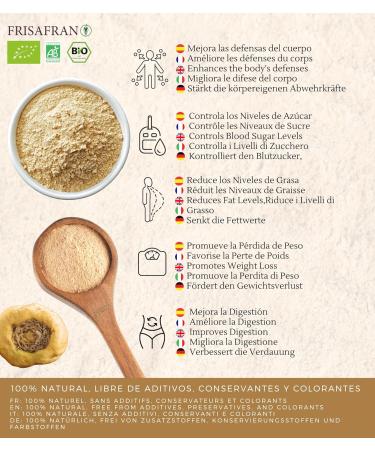 FRISAFRAN | Maca Powder Organic 100g | Gelatinized | Cream | Maca Root from Peru 100% | Mental Energy and Fertility | Peruvian | Organic maca | Natural and Pure | Maca Yellow | Raw Maca | Root - Buy Online on GoSupps.com