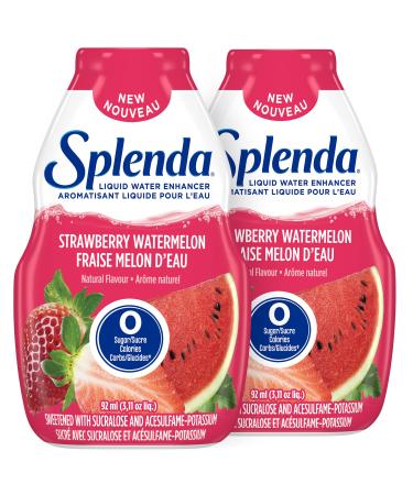 SPLENDA Liquid Water Enhancer Drops Strawberry Watermelon Flavor Sugar Free Concentrated Drink Mix 92mL Bottle (Pack of 2) Strawberry Watermelon 92 ml (Pack of 2)