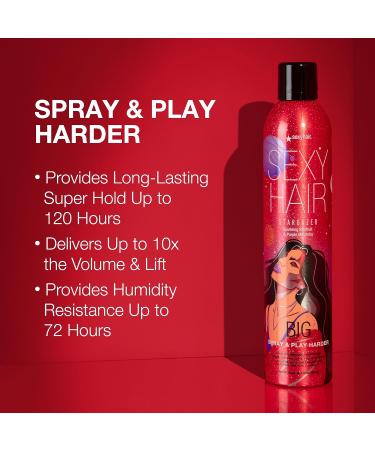 SexyHair Big Spray & Play Harder Firm Volumizing Hairspray | All Day Hold and Shine | Up to 72 Hour Humidity Resistance Spray & Play Harder | 10 fl oz (Stargazer) - Buy Online on GoSupps.com