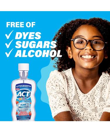 ACT Kids Pure Protect Anticavity Fluoride Rinse - Natural Strawberry Sugar-Free Dyes & Alcohol-Free 16.9 fl. oz - International Shipping Available - Buy Online on GoSupps.com