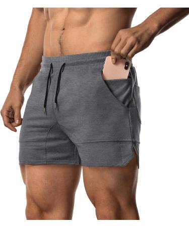 EVERWORTH Men's Gym Workout Shorts 2 Pack - Solid Bodybuilding Running Training Jogging Short Pants with Zipper Pocket - X-Small - Black/Gray - Buy Online on GoSupps.com