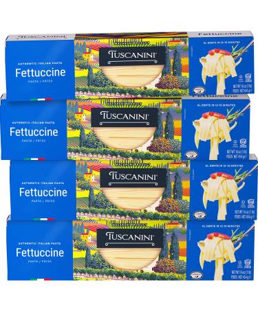 Tuscanini Authentic Italian Fettuccine Pasta Noodles 16oz (4 Pack) Made with Premium Durum Wheat