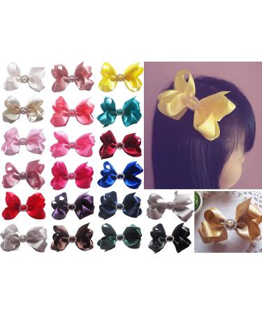 PrettyBoutique 4.5 Inches Girls Rhinestone Satin Hair Bow Alligator Clip (Teal) - Buy Online on GoSupps.com