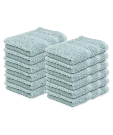 Kaufman - Premium Washcloth Set of 12 (13x13 Inches) 100% Cotton Ring Spun  Highly Absorbent  Durable and Ultra Soft Feel Wash Cloths Essential for Bathroom  Spa  Gym  and Face Towel (12PK) Aqua 12