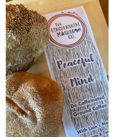 Lions Mane Adaptogenic DeCaffeinated Ground Mushroom Coffee With Clean Turmeric 1x 145g Bag- Peaceful Mind- By The Lincolnshire Mushroom Co. - Buy Online on GoSupps.com