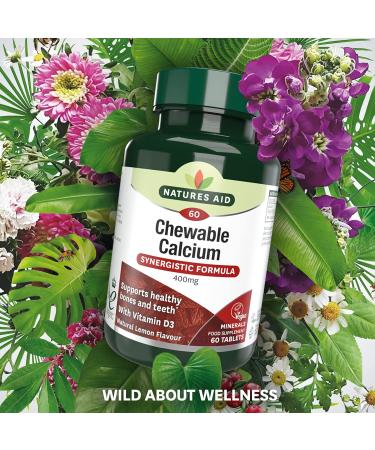Natures Aid Chewable Calcium 400mg with Vitamin D - 60 Tabs for Strong Bones & Teeth - Buy Online on GoSupps.com