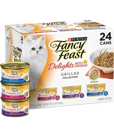 Purina Fancy Feast Grilled Cheddar Delights Variety Pack - 24 cans x 3 oz - Wet Cat Food in Gravy - Buy Online on GoSupps.com
